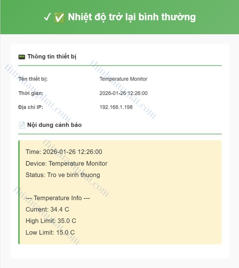cảnh báo nhiệt độ thấp